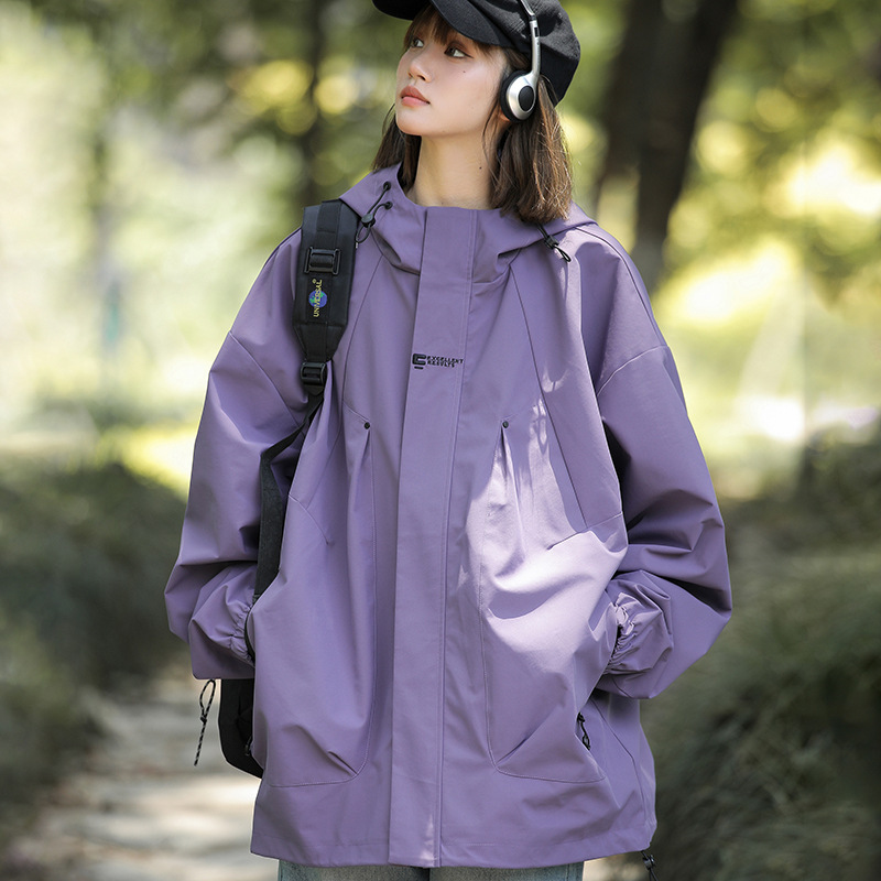 NASA美式机能冲锋衣女款春秋季户外防水登山服小个子潮流夹克外套|undefined