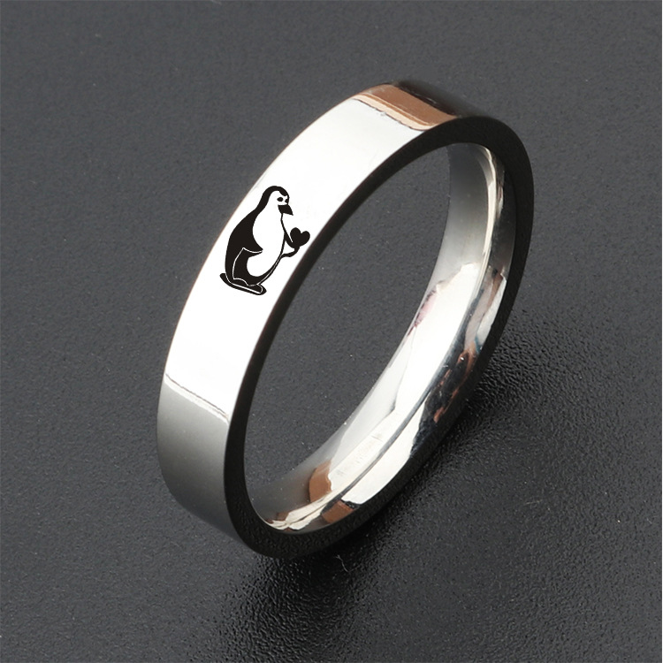 Fashion Penguin Stainless Steel Rings 1 Piece display picture 3