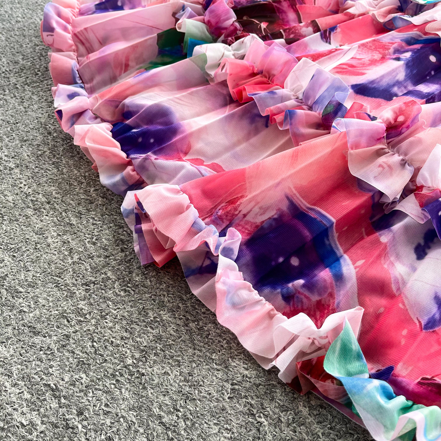 Floral Print Puff Sleeve Dress Women's Korean Style Retro Court Long Fairy Like Ruffled Tie Waist Dress_ecoleips.com
