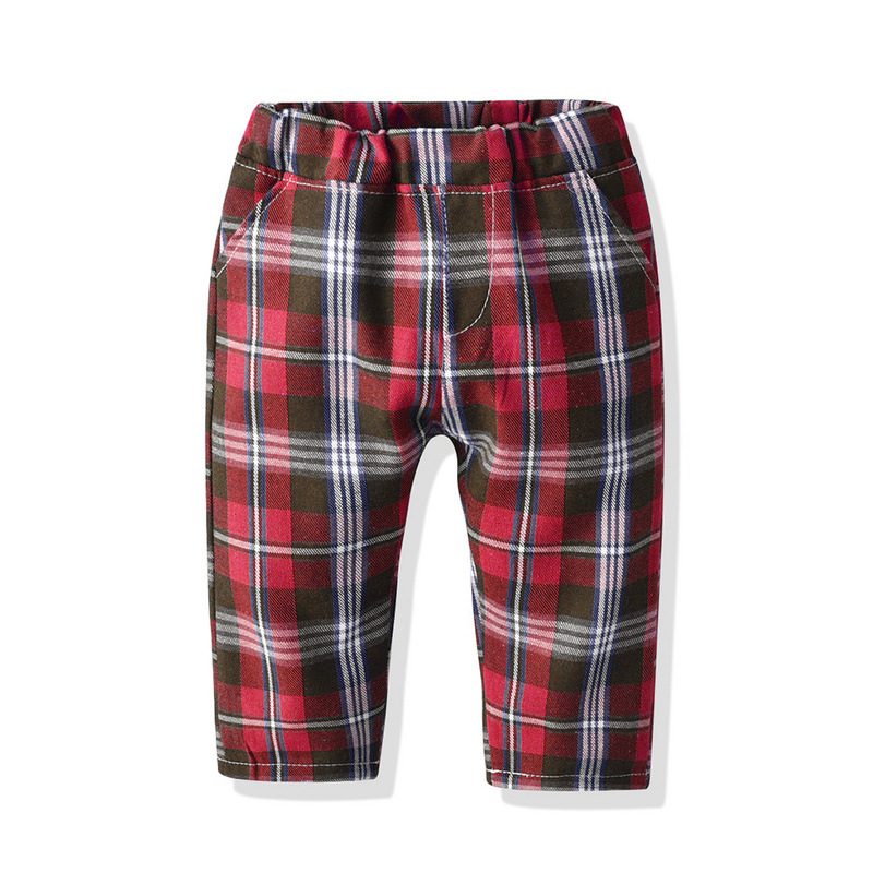 2025 primavera coreana versátil cuello redondo chaqueta de manga larga pantalones casuales a cuadros de dos piezas de ropa interior infantil transfronteriza