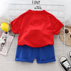 Summer cartoon bag for boys, sleeves, children's sports set, with short sleeve