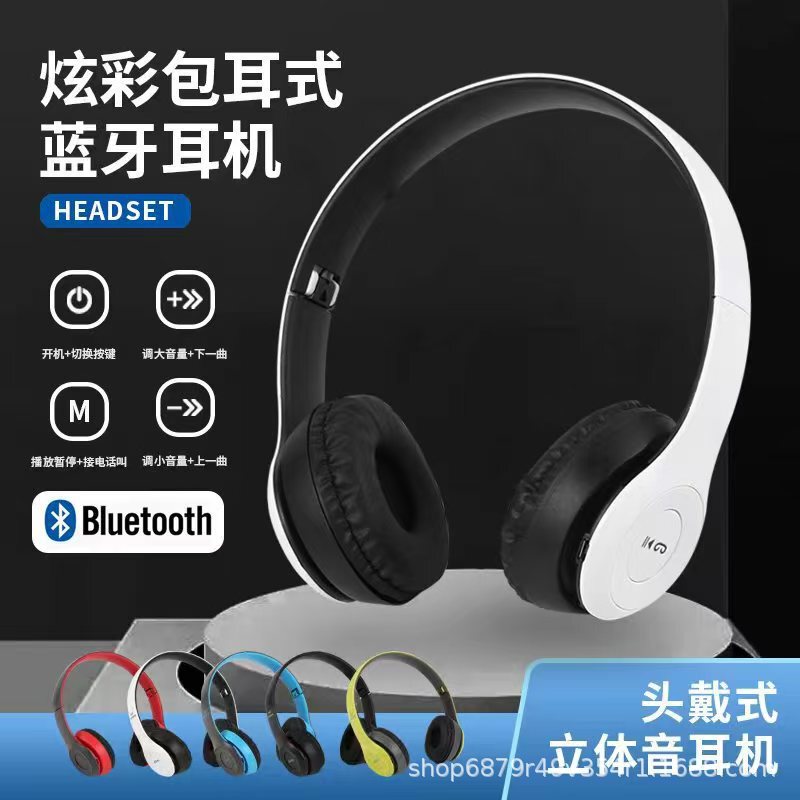 Cross-Border Hot Model P 53% off Stackable Portable Lightweight Design Wireless Head-Mounted Bluetooth Headset Manufacturer Wholesale Direct Sales