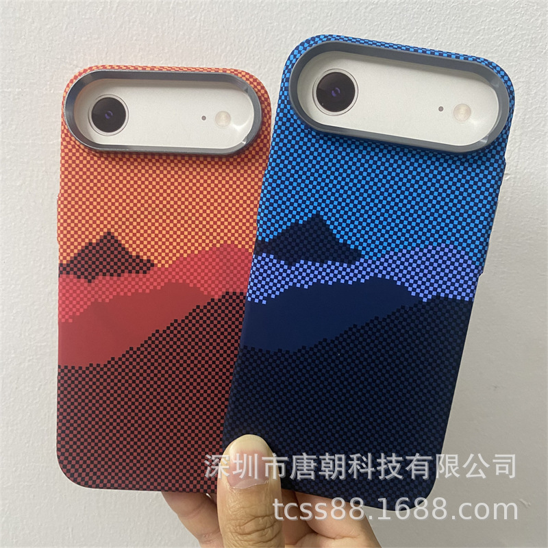 LUXO磁吸水贴硬壳适用iPhone17air碳纤纹手机壳凯夫拉纹pc壳男女