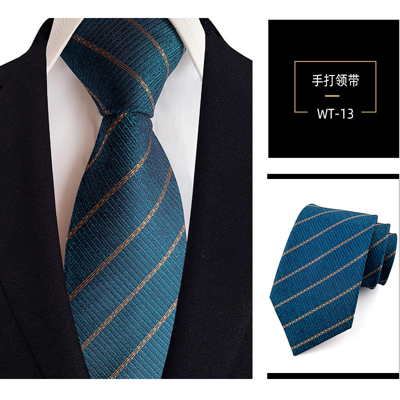 8cm mano corbata de poliéster de los hombres teñidos de hilo de rayas de desgaste formal profesional traje de negocios accesorios de fábrica en stock al por mayor