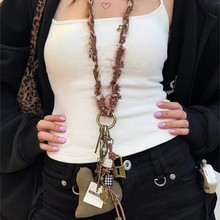 秋冬美拉德百搭小众设计感包挂链朋克毛衣链包挂件爱心毛衣链长款