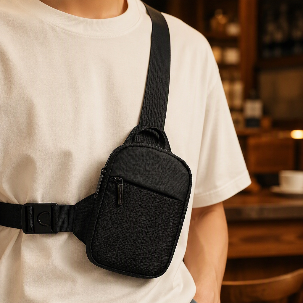 Mobile Phone Bag Travel Small Bag Men's Chest Bag Lightweight Simple Black Chest Bag Crossbody Daily Travel Mobile Phone Bag Waterproof