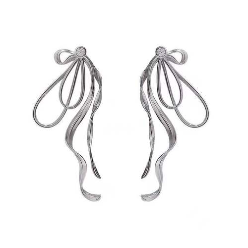 European and American personalized creative multi-layered ribbon metal earrings female Internet celebrity ins niche design temperament earrings earrings trend