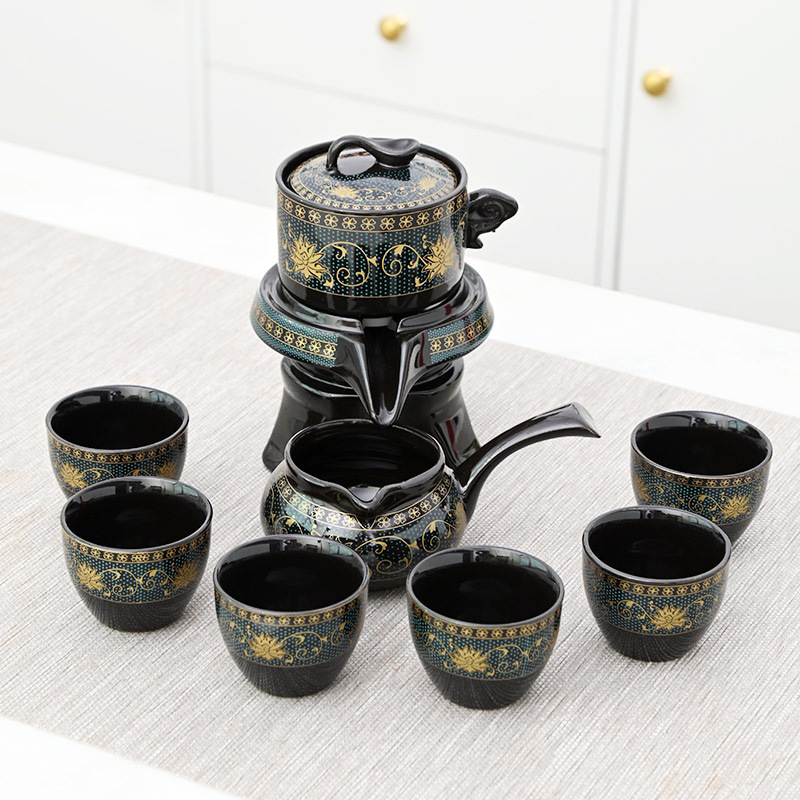 Creative Full Flower Graphite Automatic Tea Set Rotating Time Running Set Retro Ceramic Kung Fu Gift Lazy Live Creative Full Flower Graphite Automatic Tea Set Rotating Time Running Set Retro Ceramic Kung Fu Gift Lazy Live