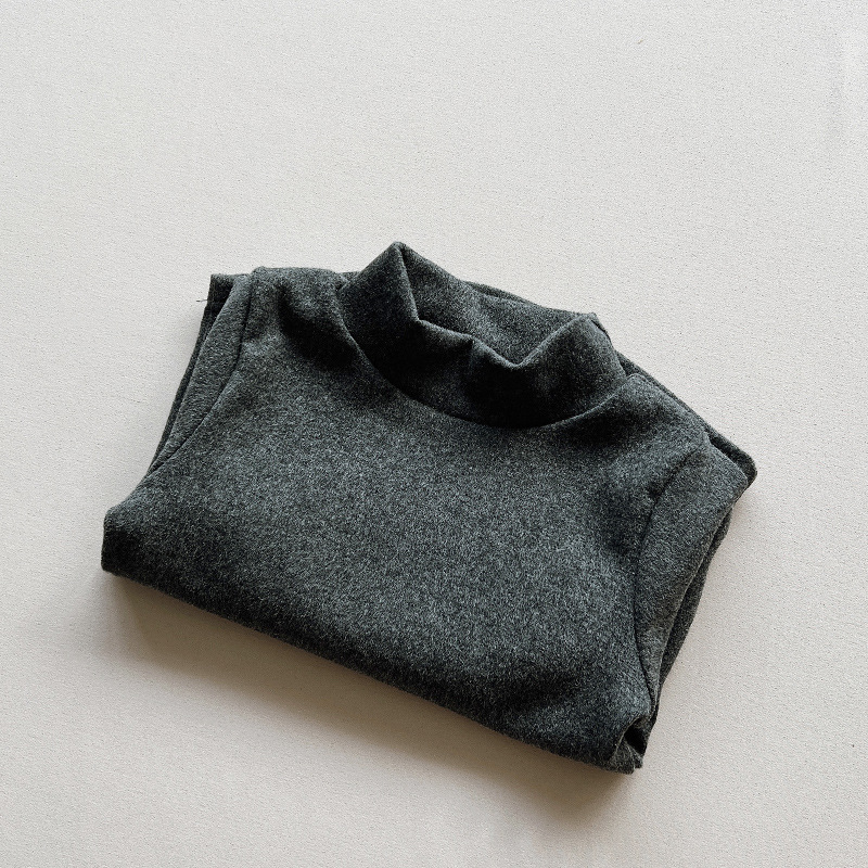Camisa de fondo de cachemir de algodón para niños 2024 Otoño e Invierno para hombres y mujeres Camiseta de manga larga con cuello medio para niños ropa de abrigo elástica para niños