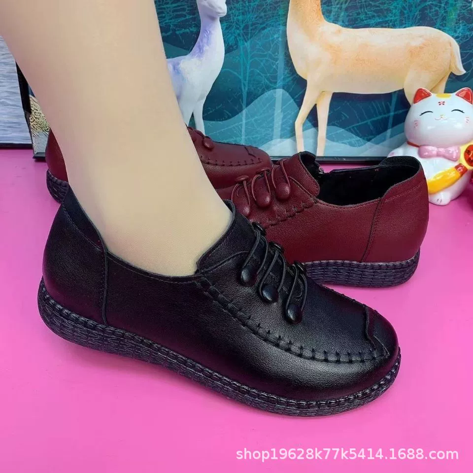 2024 Новые туфли для мам из мягкой кожи. Осенние и зимние нескользящие ботинки martin из натуральной мягкой кожи на плоской подошве. Идеальные кожаные ботинки с мягкой подошвой для подходит с низким верхом.