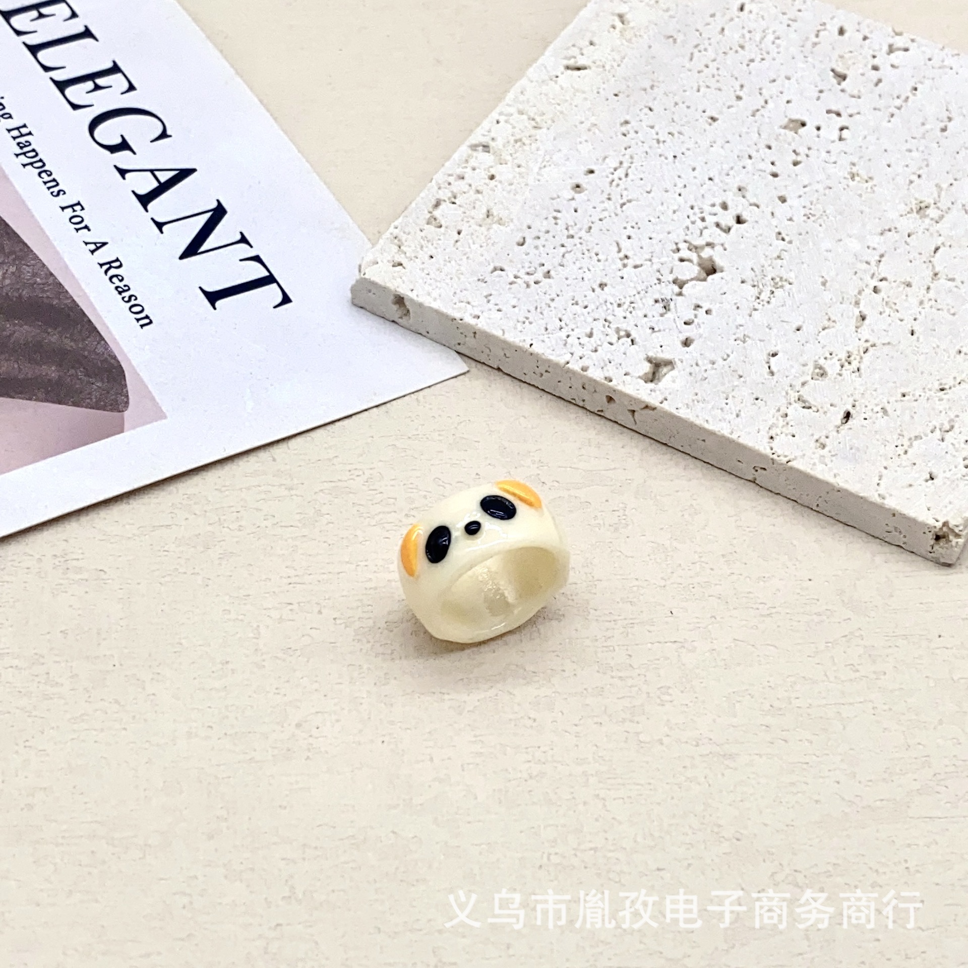 Transfronterizo nuevo personalizado colorido Panda de dibujos animados divertido anillo de resina pintado a mano INS estilo lindo anillo