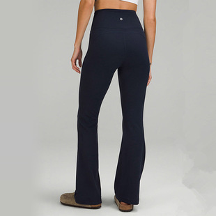 Lulu Lycra Groove Flared Pants Women's No Embarrassment Line Sports Quick-drying Yoga Pants Logo Wide Leg Micro Pants