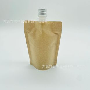 250ML kraft paper aluminum plastic upright drink spout bag with metal aluminum cover, waterproof gasket inside, available from stock