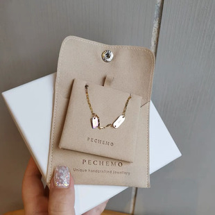 Super Factory Offer Microfiber Bag Jewelry Snaps Envelope Flannel Bag Necklace Earrings Stud Card Plate Embossed LOGO