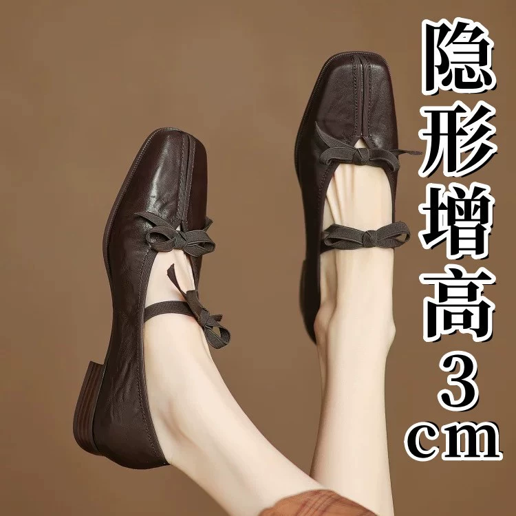 Увеличение на 3 см ~ Супер мягкая французская внутренняя увеличена обувь Mary Jen женский 2025 новый весенний лук одиночная обувь женский