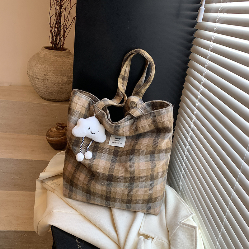 Bolsa de hombro retro coreana de gran capacidad para estudiantes universitarios, bolso de estilo universitario, bolso de estilo artístico, bolso de celosía