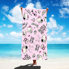 外贸爆款卡通Kitty猫热销 跨境印花超细纤维沙滩巾速干毛巾洗澡巾