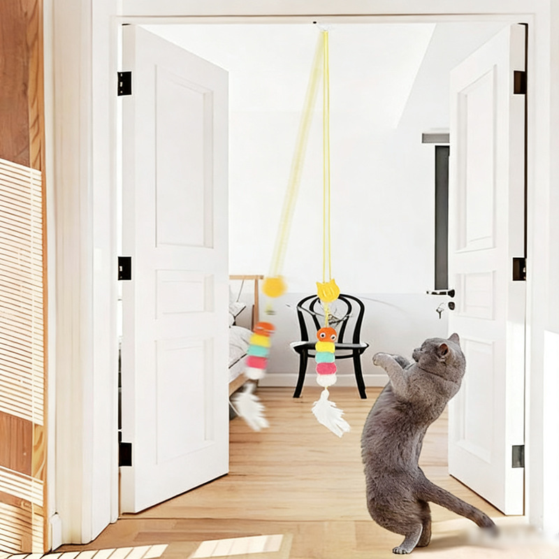 고양이 애완동물 오락 자신 답답함 해소 신기 걸이 자동 탄력 끈 고양이 방