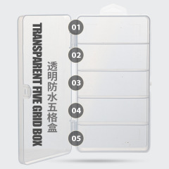 Skimming Shark | Luya Five-Grid Box Fishing Tackle Box Transparent PP Plastic Box Accessories Box Storage Box Fishing Box Transparent Color Batch