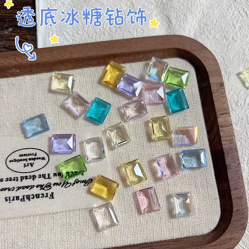 Net red ice through nail drill small red book explosions 8*10 rectangular right angle sugar rock candy burst through color nail drill