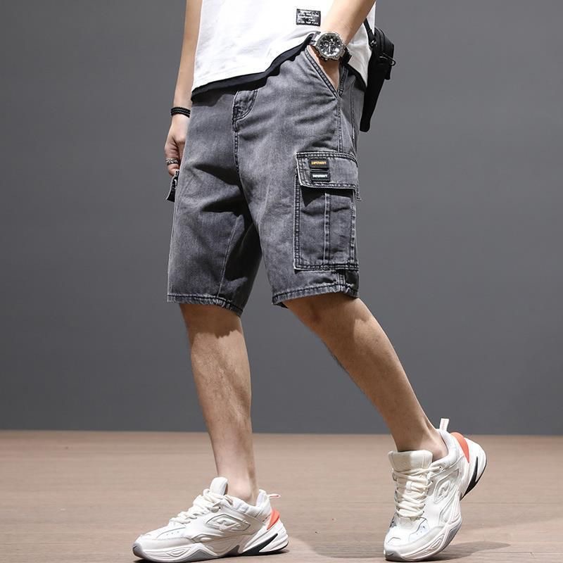 Summer Trendy Brand Denim Shorts Men's Loose Five-point Pants Thin Mid-length Pants Leeches Casual Overalls Jeans for Foreign Trade
