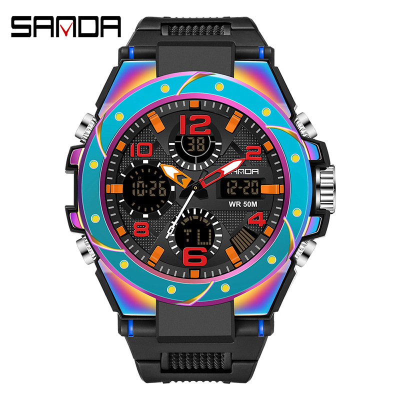 SANDA 6008 colorido multi-funcional impermeable electrónica reloj deportivo e-commerce generación Magia reloj luminoso