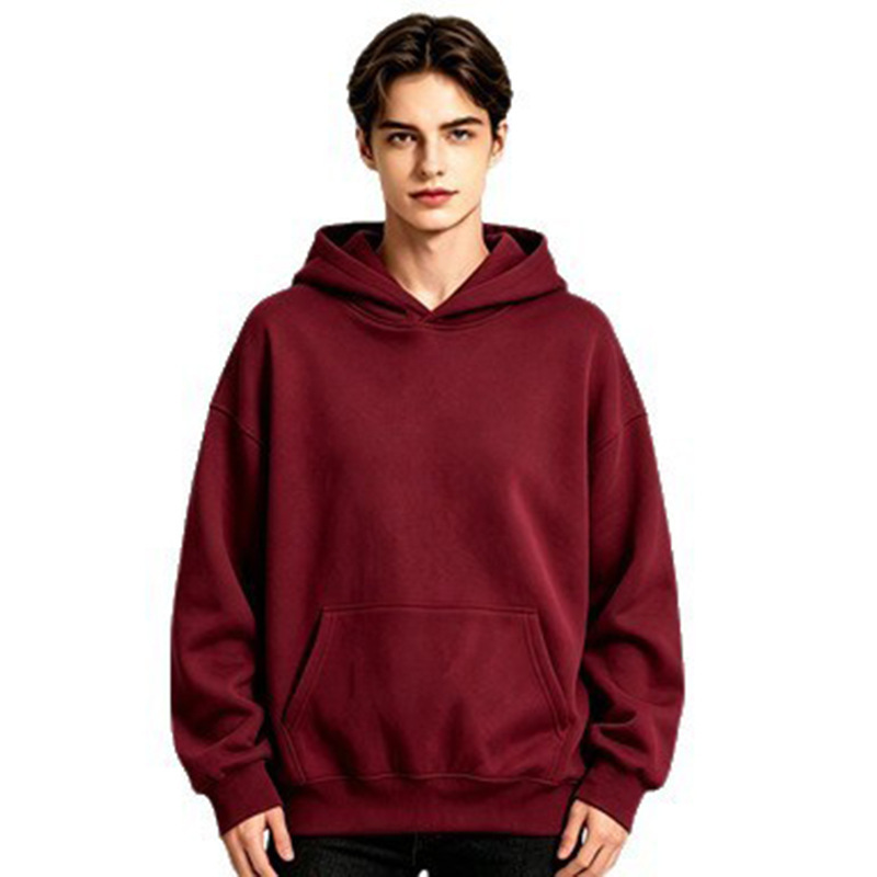 Men's cross-border foreign trade drop-shoulder sleeve autumn and winter fleece plain hoodie, comfortable and soft sweatshirt with hood, wholesale pullover Men's cross-border foreign trade drop-shoulder sleeve autumn and winter fleece plain hoodie, comfortable and soft sweatshirt with hood, wholesale pullover