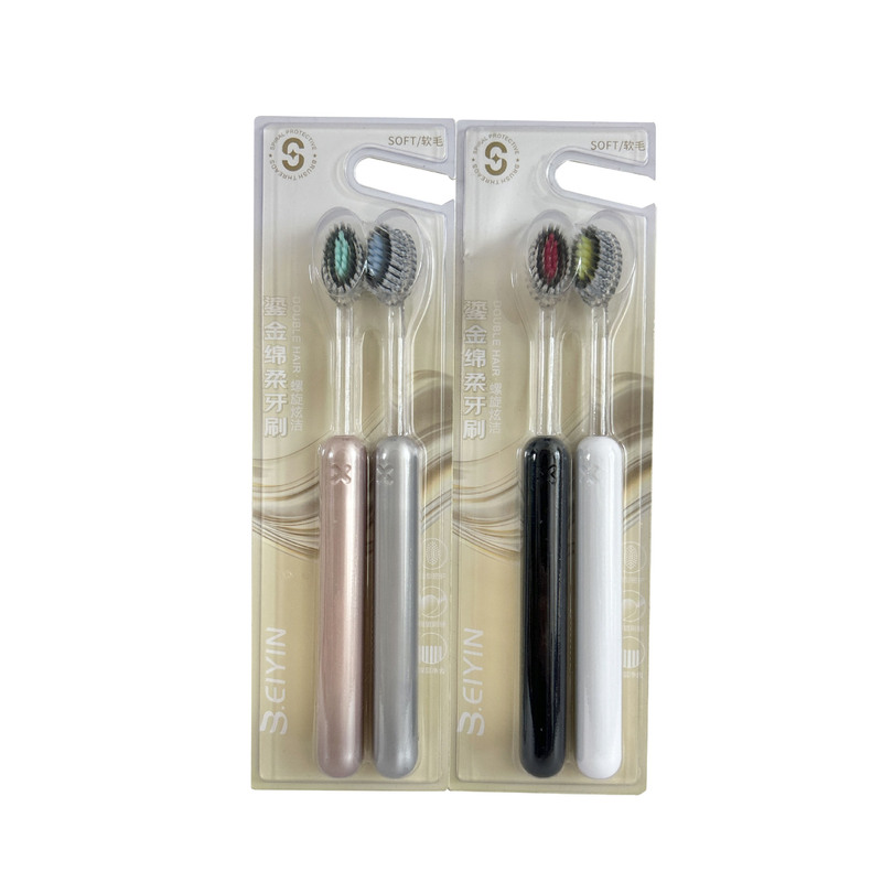 新款罗马柱轻奢山型凸面牙刷橄榄头螺旋弹力软毛护龈高档成人家用|undefined