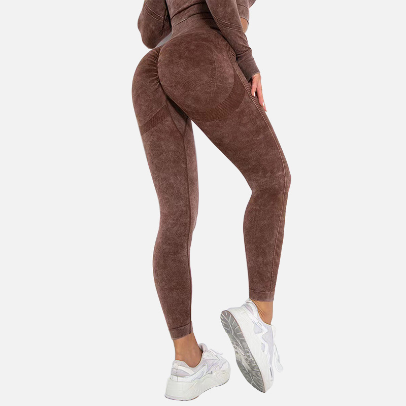 2024 comercio exterior europeo y americano sin costura lavado sexy pantalones de yoga melocotón cadera deportes fitness pantalones leggings de mujer