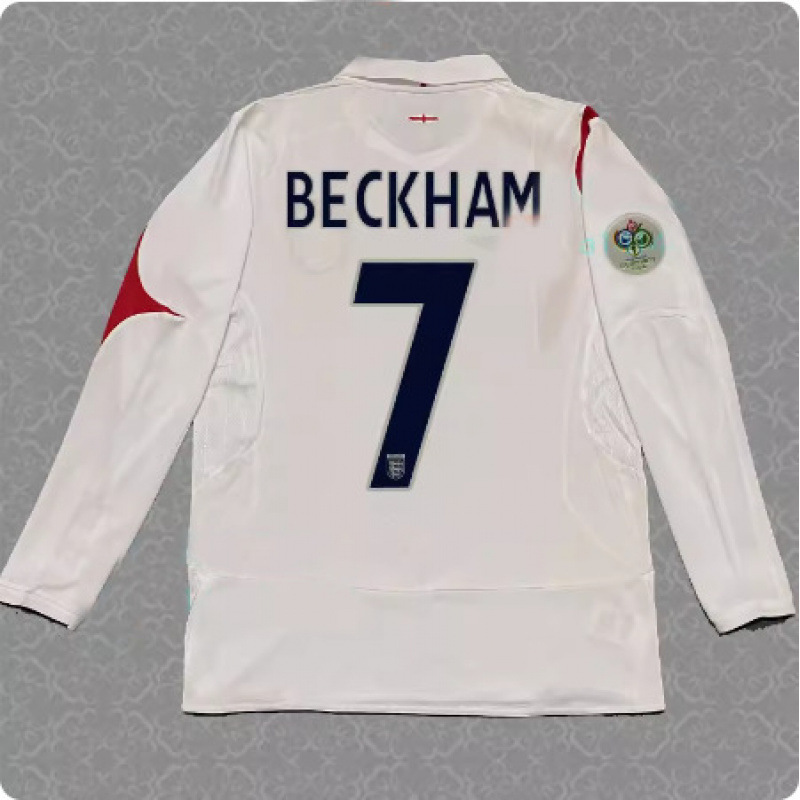 2006 England Jersey No. 7 Beckham Long-Sleeved Football Uniform Retro 06 World Cup 4 Jacard 2006 England Jersey No. 7 Beckham Long-Sleeved Football Uniform Retro 06 World Cup 4 Jacard