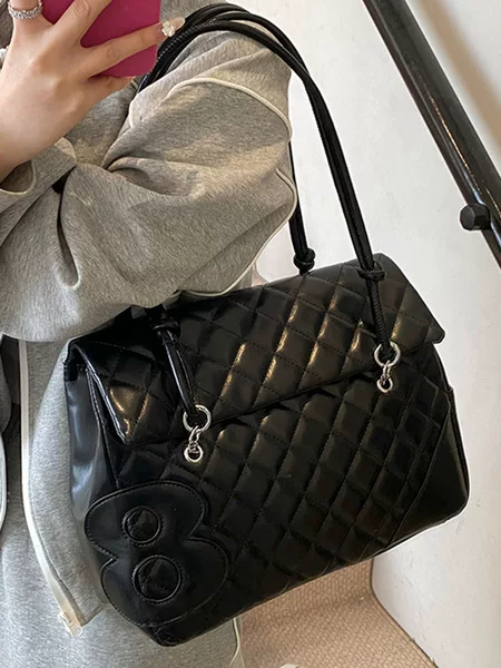 Korean Simple Quilted Backpack 2025 New Fashion Personalized Shoulder Bag Beautiful Trendy Large Capacity Tote Bag