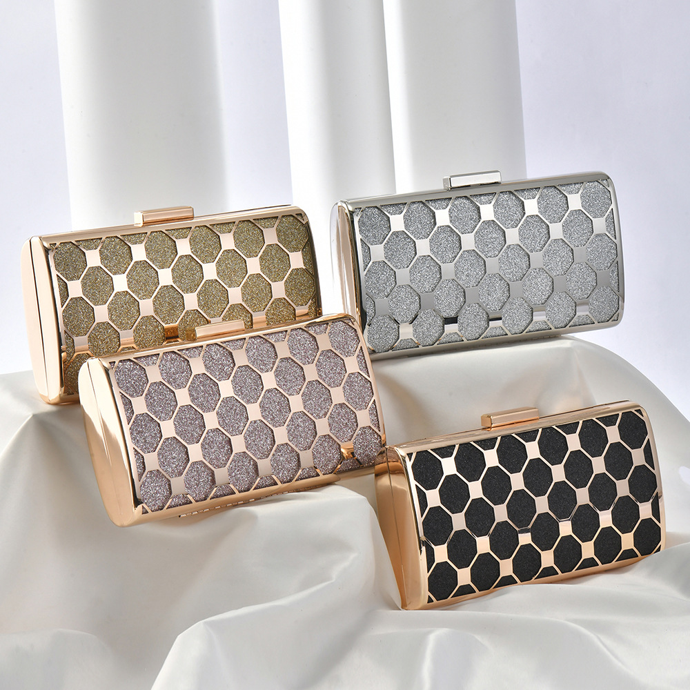 Elegant Vintage Alloy Clutch Evening Bag for Noble Ladies, Women's Formal Gown Handbag with Chain Crossbody Bag, Wholesale