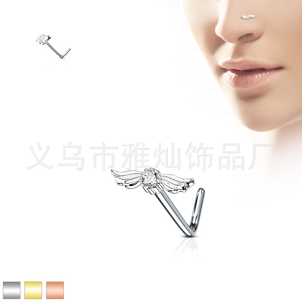 Nose piercing, angel wings