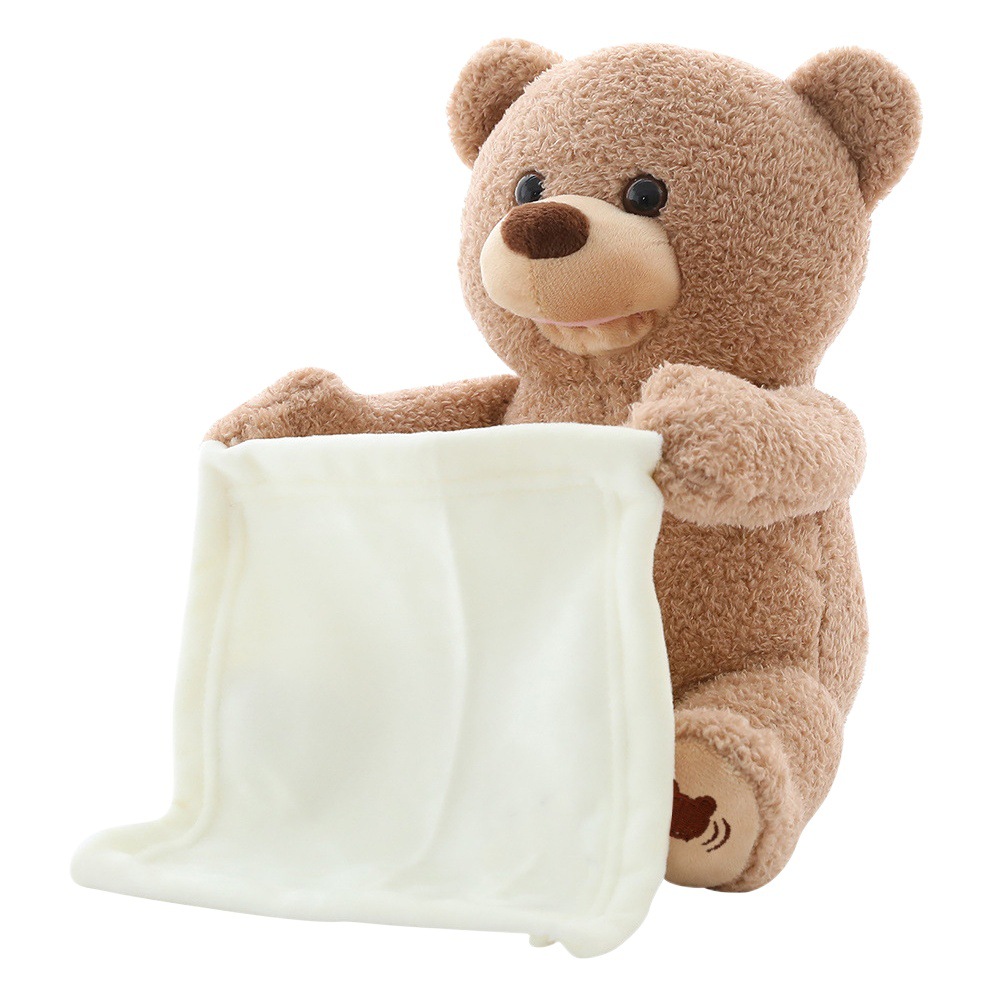 Fábrica creativa muñeca oso muñeca niños coax bebé oso de peluche hablando de peluche de juguete ocultar gato oso