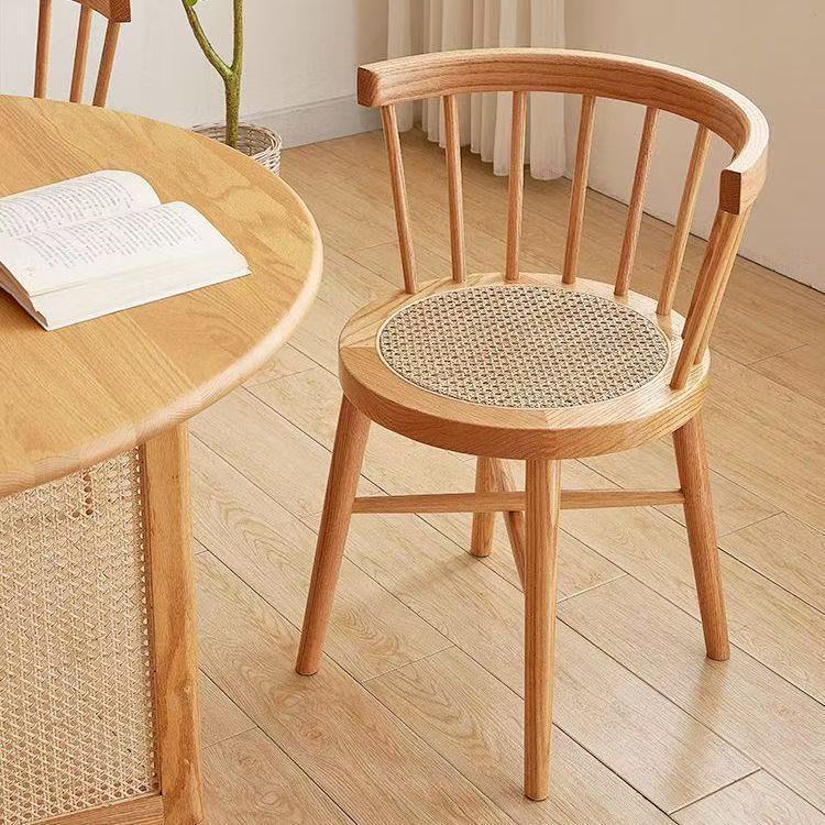 High-Quality Rattan Chairs, Home Dining Table Chairs, Comfortable Backrests, Living Room Modern Minimalist Balcony Princess Solid Wood Dining Chairs