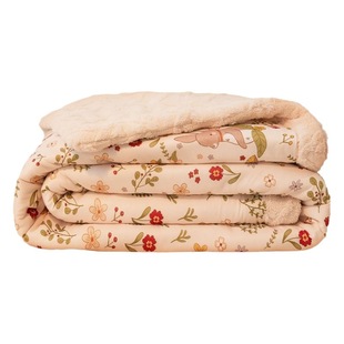 New solid color Tower velvet quilted three-layer blanket blanket autumn and winter thickened warm coral velvet sofa blanket gift blanket