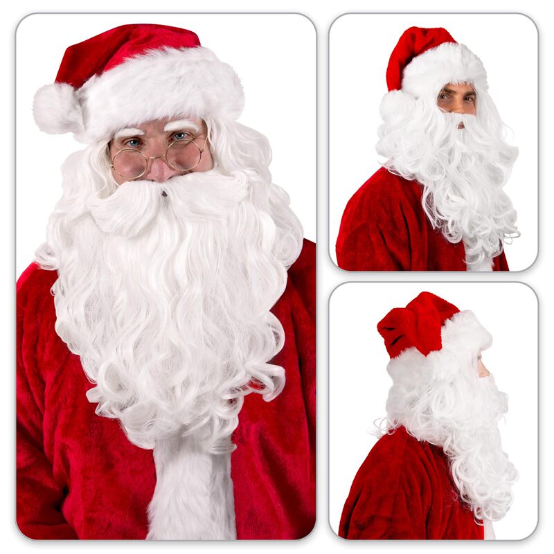 Halloween Santa Claus Costume Realistic Fake Beard Wig and Mustache Costume Props Adult Wizard Role Play