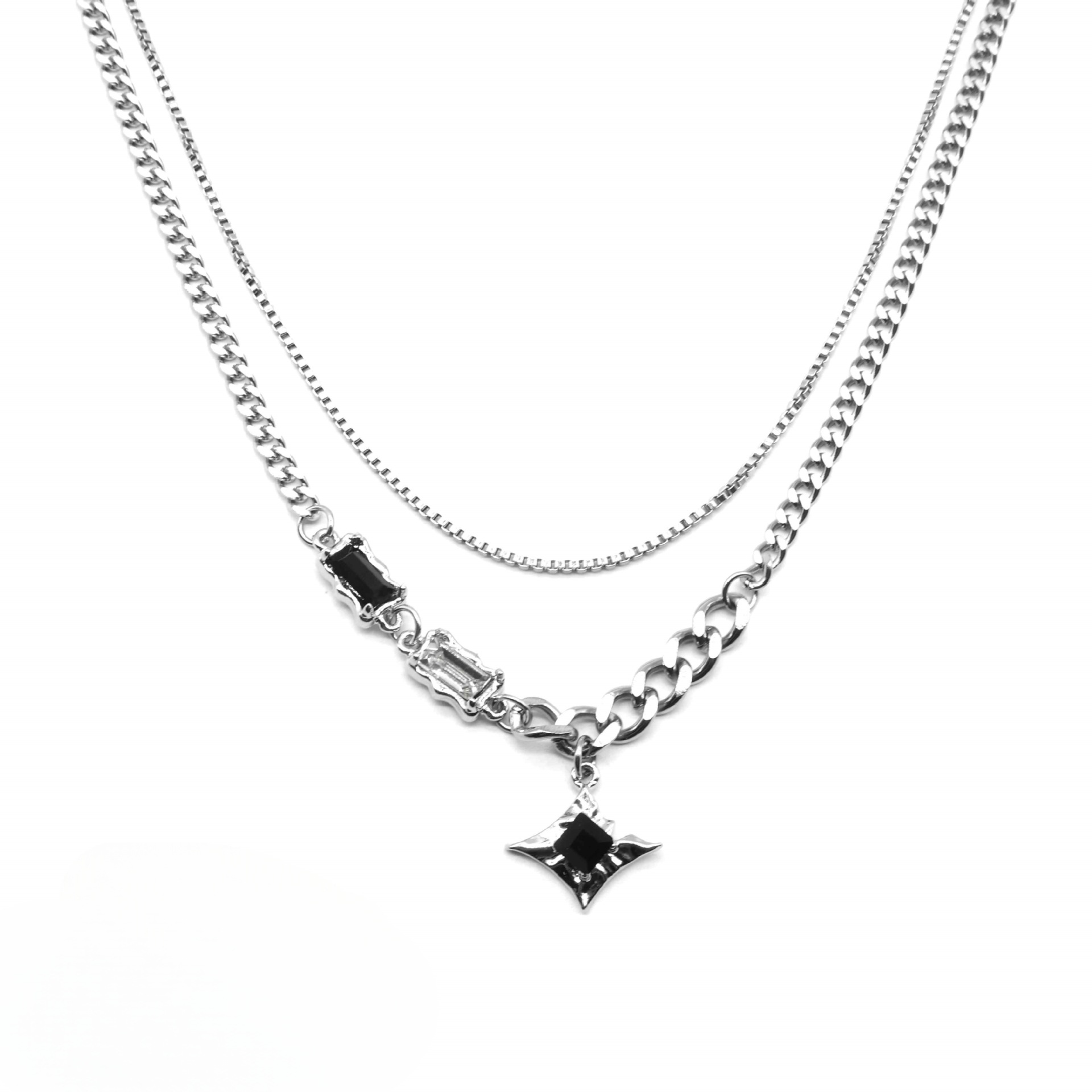 Men's Figaro Chain Double Layer Star Necklace Hip Hop Jewellery_voghion.com