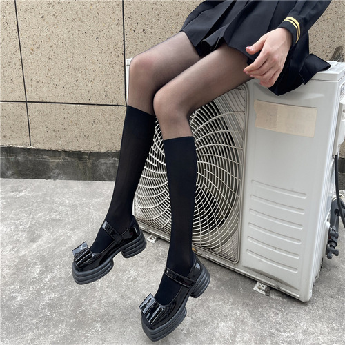 Spliced ​​black stockings for women in spring and autumn bare legs artifact fake calf socks black JK stockings summer fake thigh pantyhose