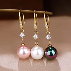 国境を越えた潮流の軽贅沢シンプルファッション高級感気質ジルコン真珠耳フック軽贅沢ファッション通勤耳飾り