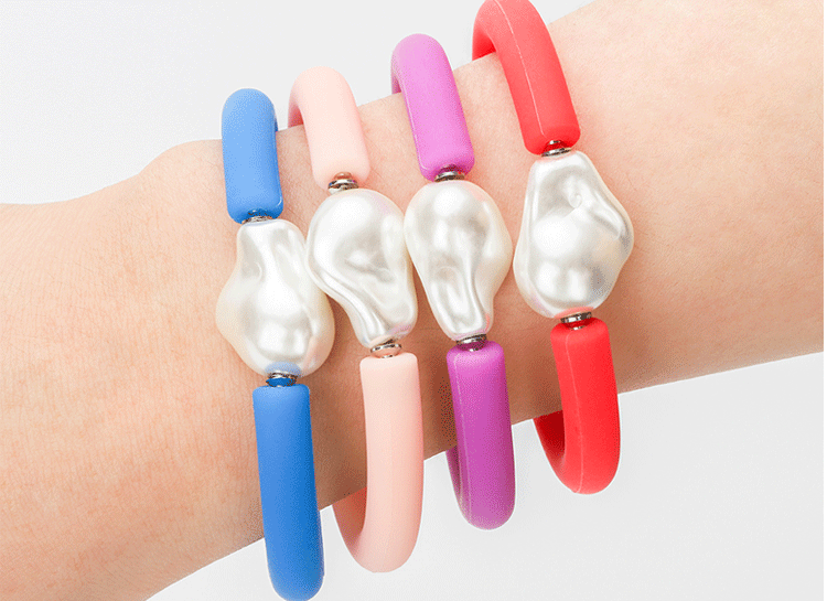 1 Piece Fashion Round Silica Gel Pearl Women's Bangle display picture 3
