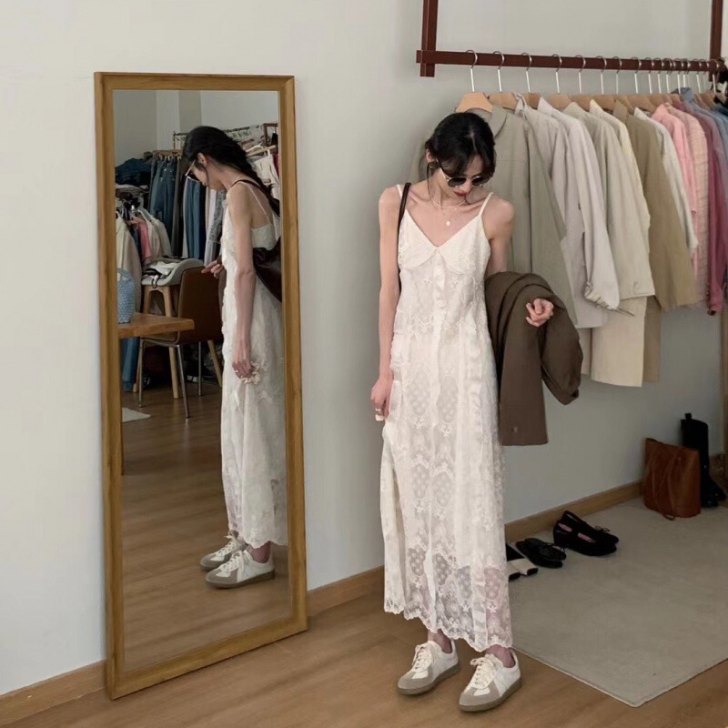 2026 Spring Suit Jacket with Ruffled Lace Strap Dress for Women, Slimming and Gentle Temperament Vacation Dress for Women