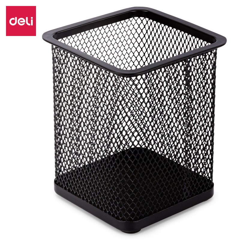 델리 9174 스퀘어 펜 홀더 (블랙) 금속 펜 홀더 학생 연필 젤 펜 저장 사무실 문구 용품