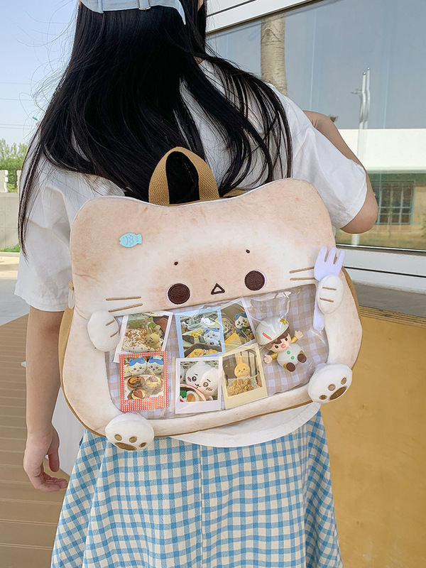 かわいいおとなしいパン子猫ミルクバックパック漫画痛バッグトートバッグクリエイティブバッグガールフレンドギフト|undefined