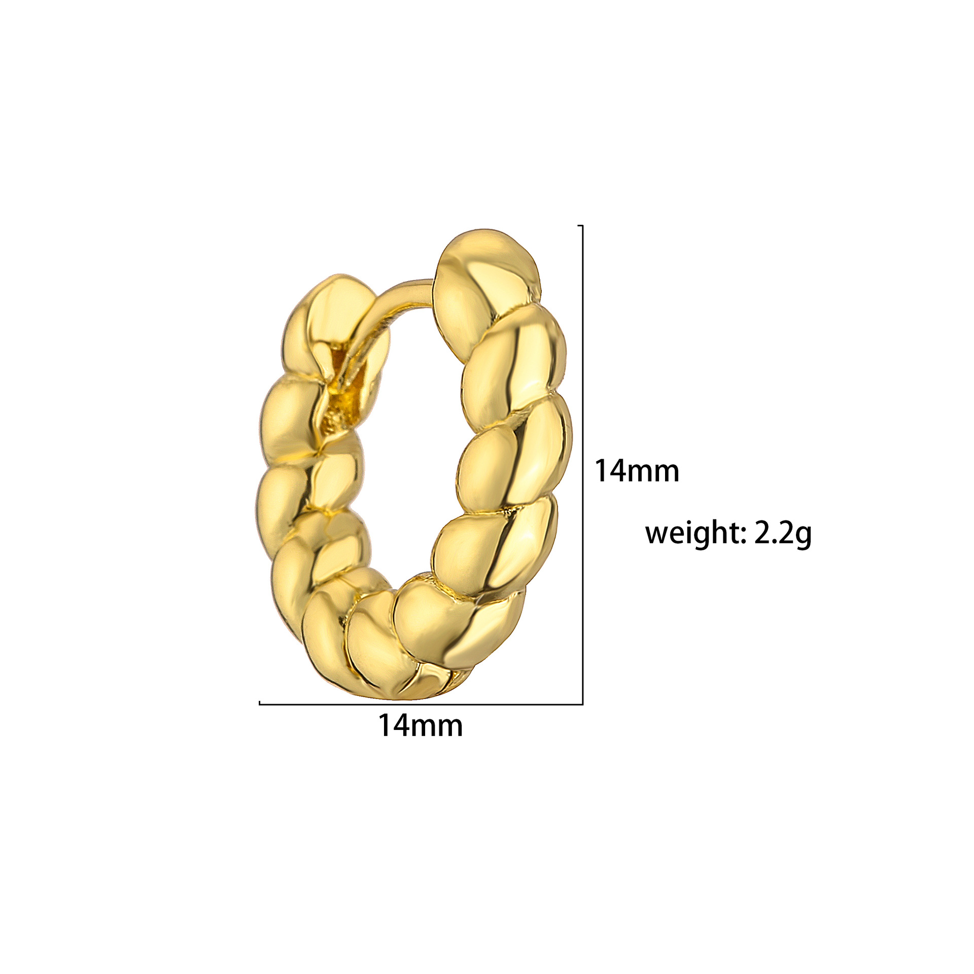Copper Material Twist Pattern 1 Pair Fashion Twist Plating Copper Gold Plated Earrings