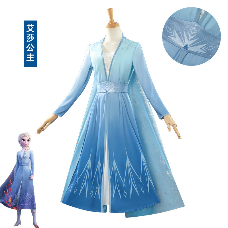 frozen电影版冰雪奇缘2儿童爱莎连衣裙elsa艾莎公主裙节日演出服|undefined