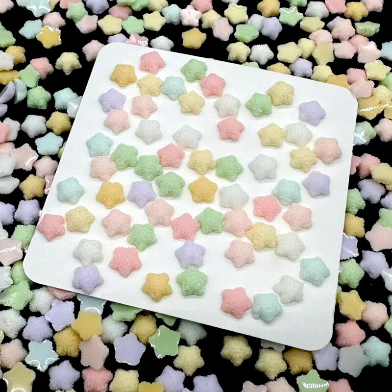 Nail Art Accessories Resin Macaron Color Wearable Nails Star Dopamine Nail Decoration Luminous Sugar Five-Pointed Star