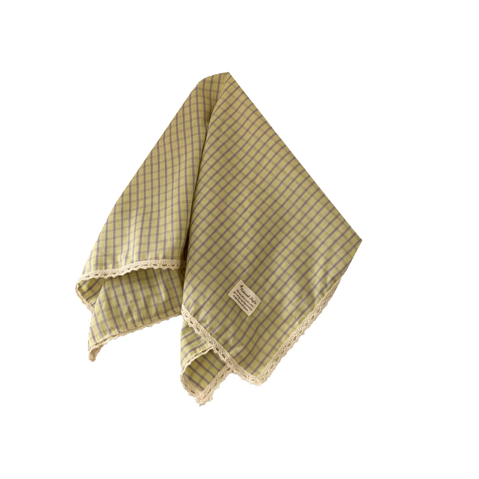 Pañuelo a cuadros, niña de verano, pastoral, nuevo estilo, bufanda de seda de lino y algodón fresco, bufanda cuadrada pequeña con cuello, bufanda decorativa para el cabello, bufanda al por mayor