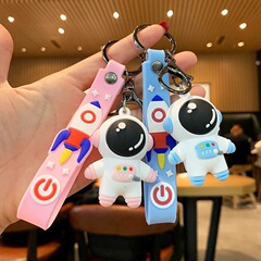 かわいい宇宙飛行士スクールバッグペンダントカップル漫画キーホルダー宇宙飛行士人形ペンダントリング diy 手作りジュエリー