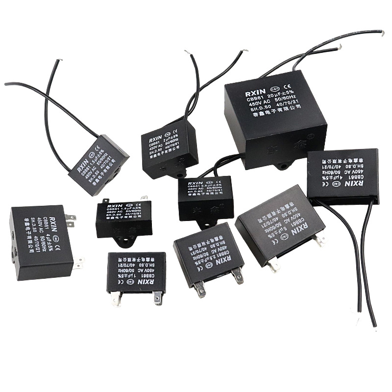 CBB61 Motor Fan Capacitor Ceiling Fan Light Air Conditioner Starter 1UF 2UF 2.5UF 3UF 5UF with Wires